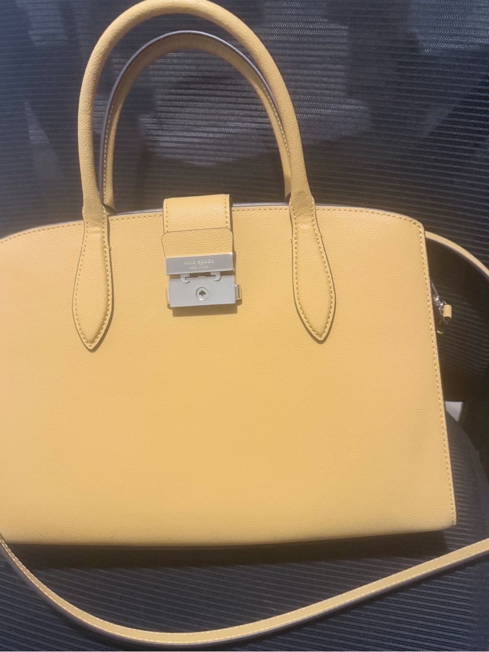 kate spade Yellow Structured Saffiano Satchel with Silver Lock